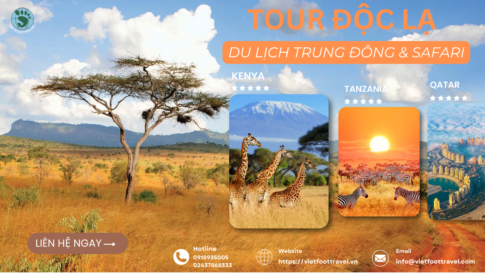 CHƯƠNG TRÌNH TOUR ĐỘC LẠ DU LỊCH TRUNG ĐÔNG & SAFARI (CHÂU PHI QATAR - KENYA- TANZANIA) 10N9Đ