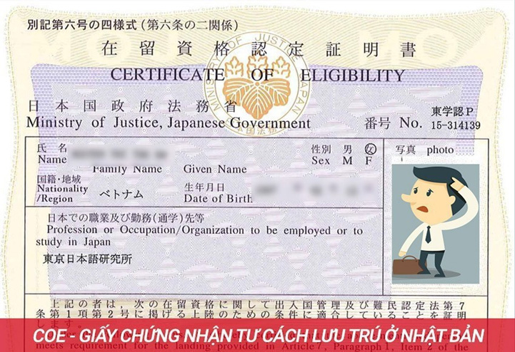 Giấy chứng nhận tư cách lưu trú một TTS ở Nhật