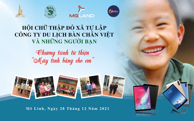 VietFoot Travel Tổ Chức Chương Trình Từ Thiện Máy Tính Bảng Cho Em “Lá lành đùm lá rách Một miếng khi đói bằng một gói khi no”