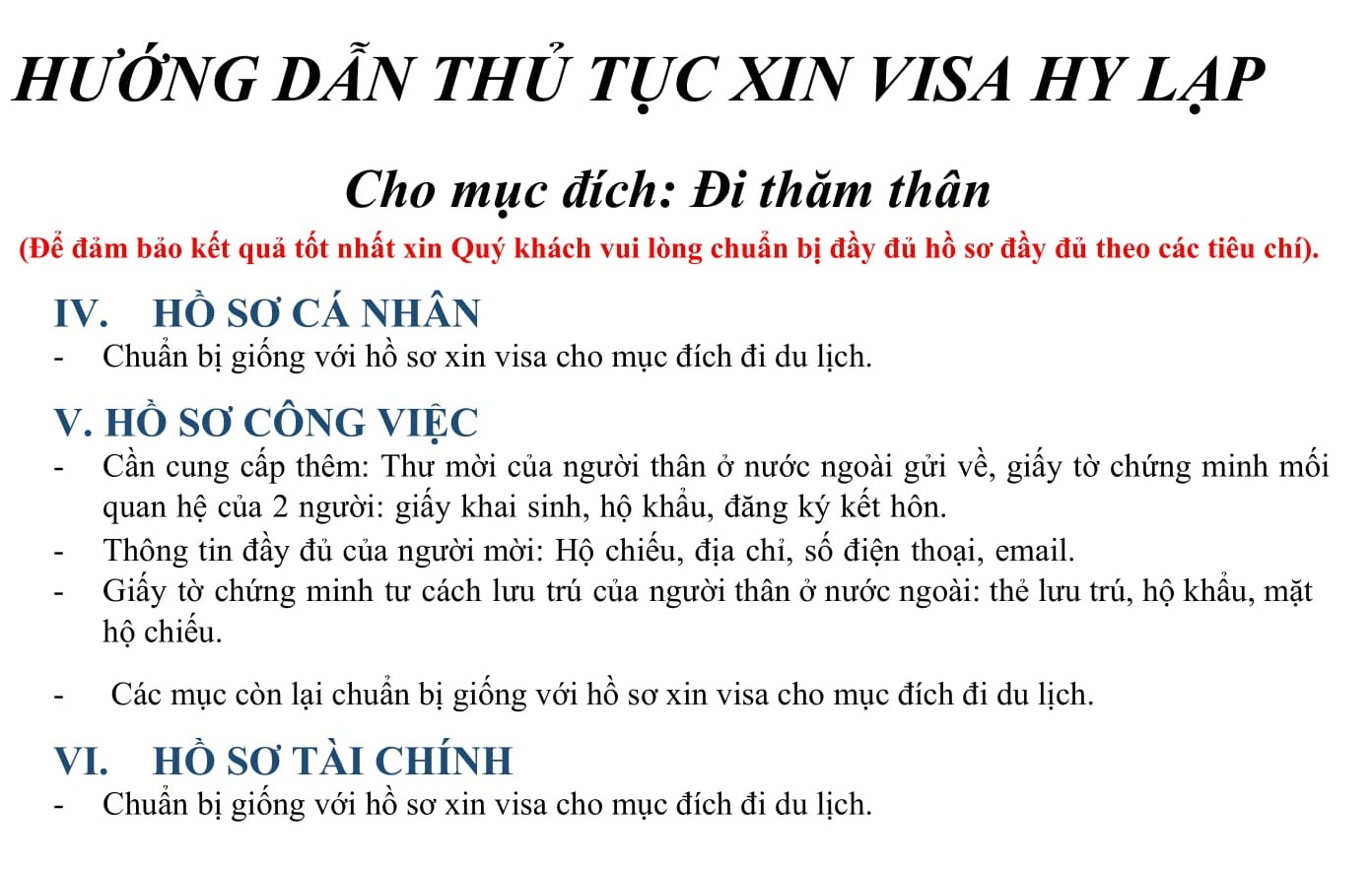 Hồ sơ và thủ tục Visa Hy Lạp du lịch  thăm thân