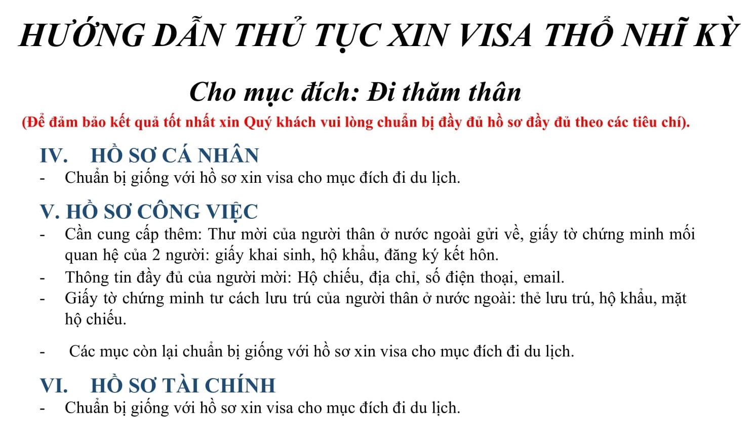 THỦ TỤC VISA THỔ NHĨ KỲ THĂM THÂN